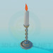 3d модель Горящая свеча в подсвечнике – превью