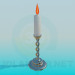 3d модель Горящая свеча в подсвечнике – превью