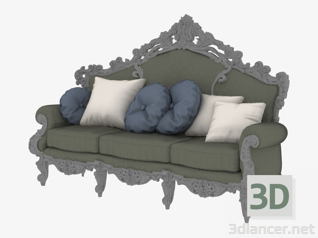3D modeli Klasik üç kişilik kanepe (12408) - önizleme