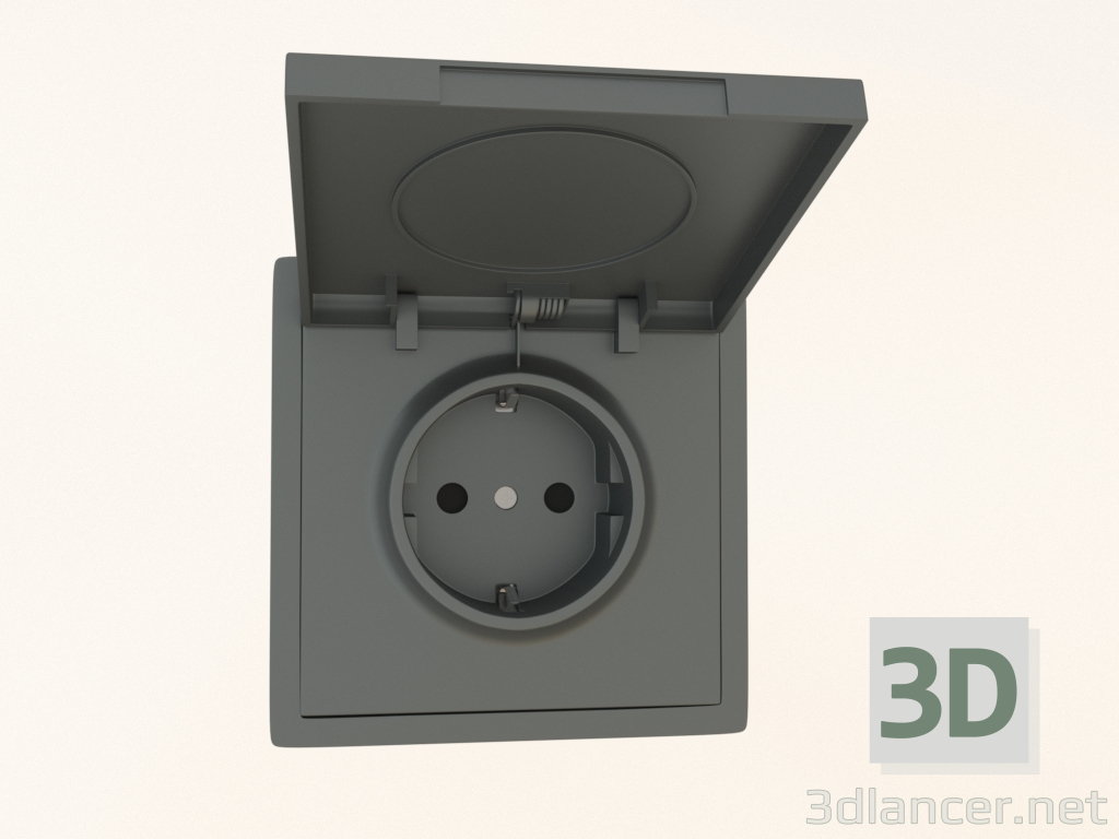 modello 3D Presa con messa a terra e copertura Schuko (16A, 250V, su viti, acciaio, DA52037) R98 - anteprima