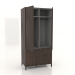 3D Modell Kleiderschrank FARGO 1050x600x2200 mm (Eiche dunkel, 2 Türen, 4 Schubladen, offen) - Vorschau