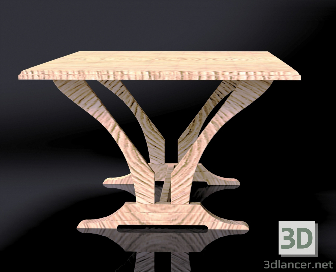Mesa de madera maciza 3D modelo Compro - render