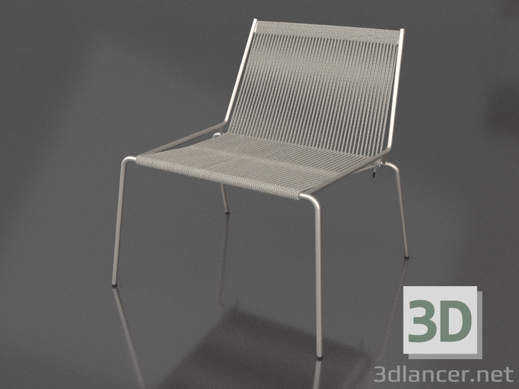 modello 3D Poltrona lounge Noel (base in acciaio, lana Flag Halyard Fair Grey) - anteprima