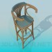 3d модель Дерев'яний барний стілець – превью