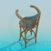 3d модель Деревянный барный стул – превью