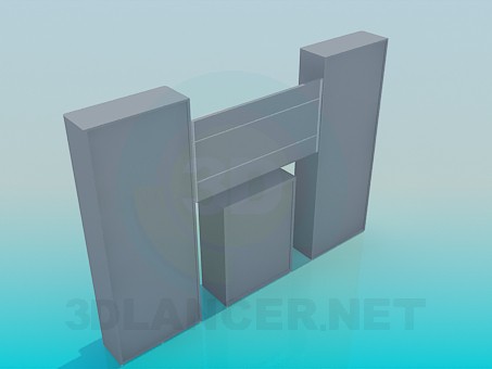 3d модель Стеллаж для книг с комодом в центре – превью 3d модель Стеллаж для книг с комодом в центре – превью