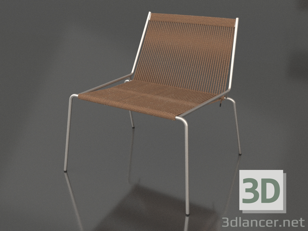modello 3D Poltrona lounge Noel (base in acciaio, lana marrone) - anteprima