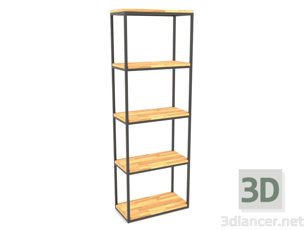 modello 3D Scaffale rettangolare grande (PAVIMENTO LEGNO, 60x30x170, 5 ripiani) - anteprima