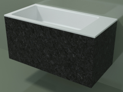 Wall-mounted washbasin (02R142102, Nero Assoluto M03, L 72, P 36, H 36 cm)