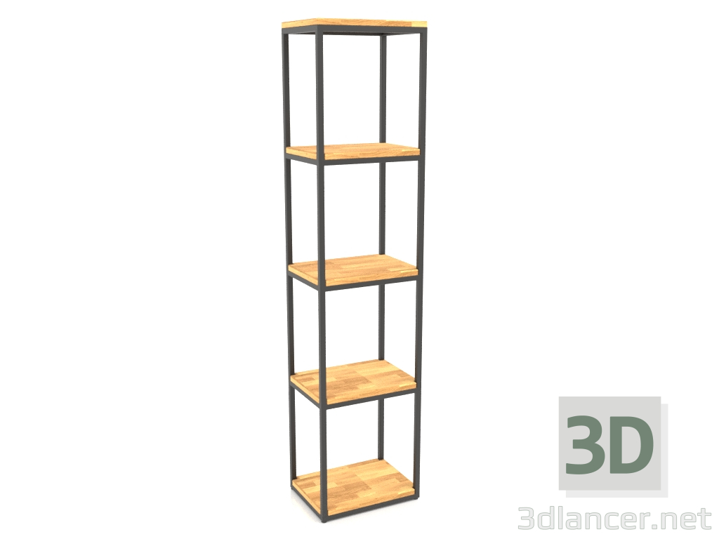 modello 3D Scaffale rettangolare grande (PAVIMENTO LEGNO, 40x30x170, 5 ripiani) - anteprima