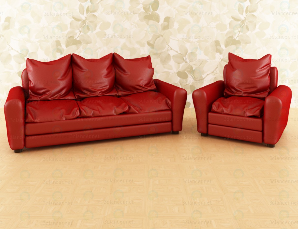 3D Modell Sofa und Sessel - Vorschau
