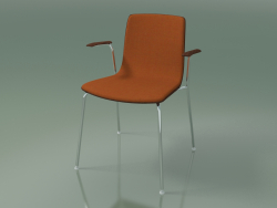 Cadeira 3935 (4 pernas de metal, acabamento frontal, com braços, nogueira)