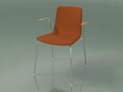 Chair 3935 (4 metal legs, front trim, with armrests, oak)