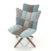 3d model Husk style armchair (light patchwork) - preview