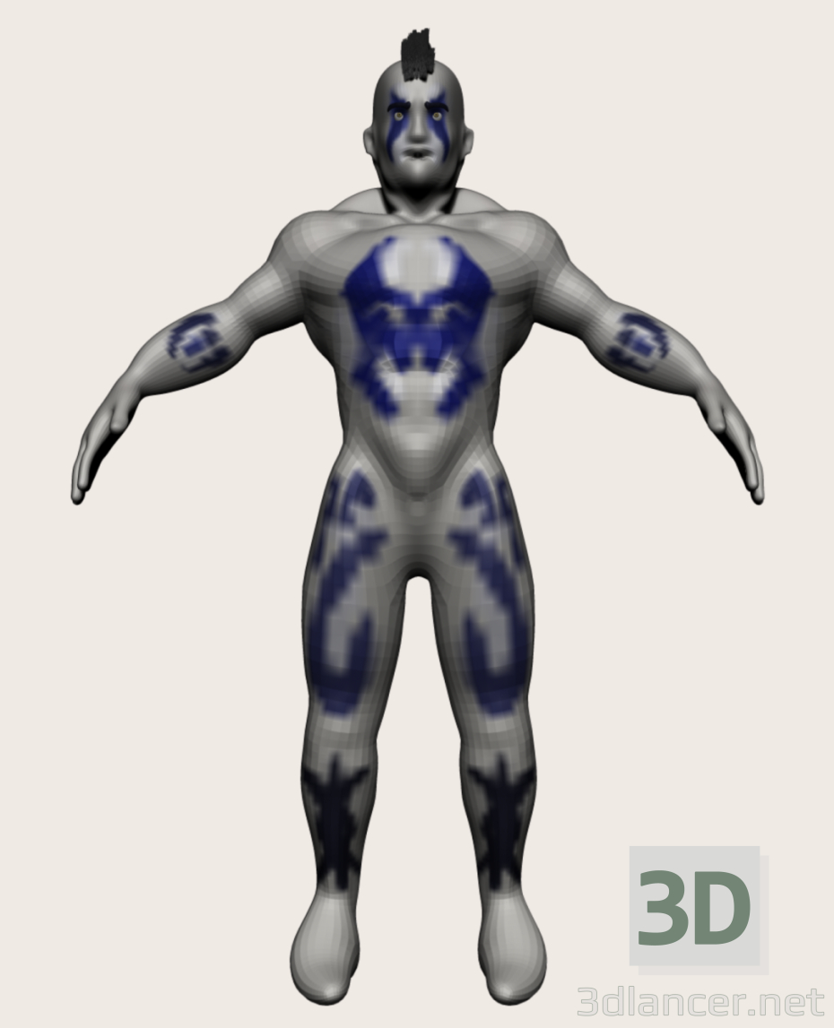 3 डी मॉडल टैटू वाला आदमी - पूर्वावलोकन
