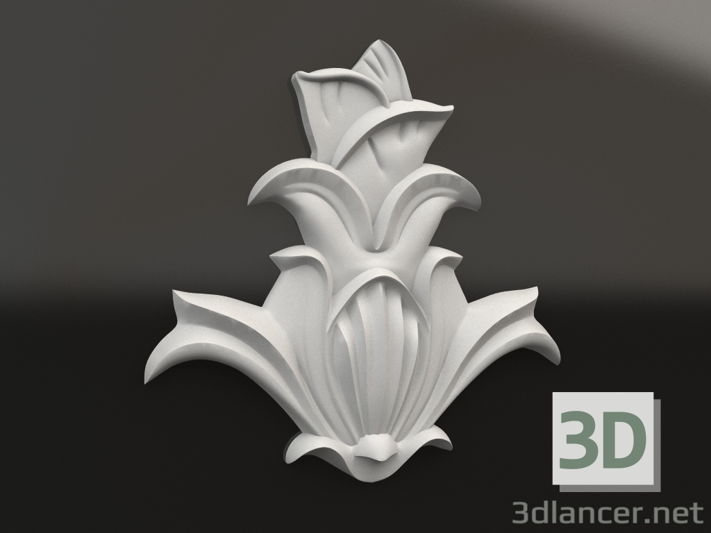 modèle 3D Elément décoratif en plâtre DE 002 (136x145) - preview