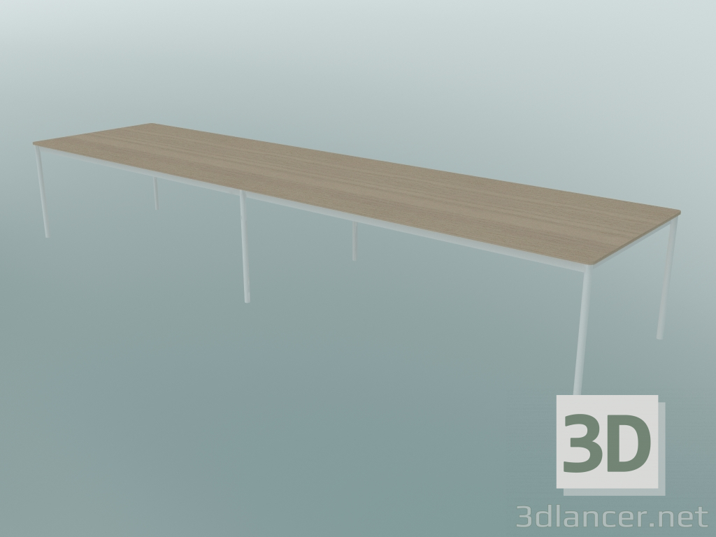 modello 3D Tavolo rettangolare Base 440x110 cm (Rovere, Bianco) - anteprima