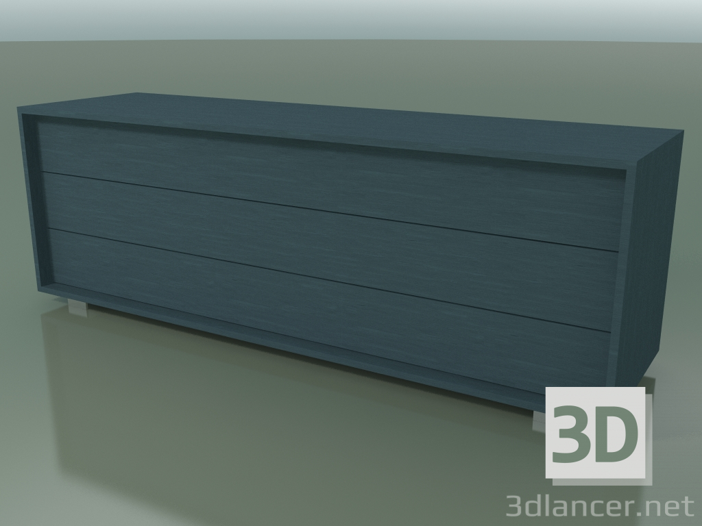 modèle 3D Commode à 3 tiroirs (65, pieds en acier brossé, bleu Air Force laqué) - preview