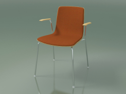 Chair 3935 (4 metal legs, front trim, with armrests, natural birch)