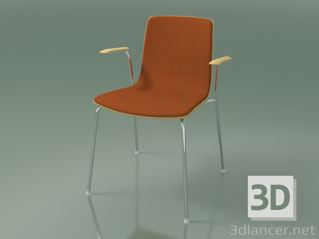 Modelo 3d Cadeira 3935 (4 pernas de metal, acabamento frontal, com braços, bétula natural) - preview