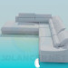3D modeli Köşe kanepe yastıkları ile - önizleme