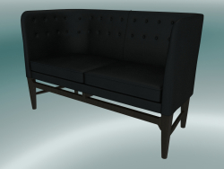 Double sofa Mayor (AJ6, H 82cm, 62x138cm, Walnut, Leather - Black Silk)