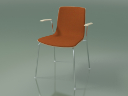 Chair 3935 (4 metal legs, front trim, with armrests, white birch)