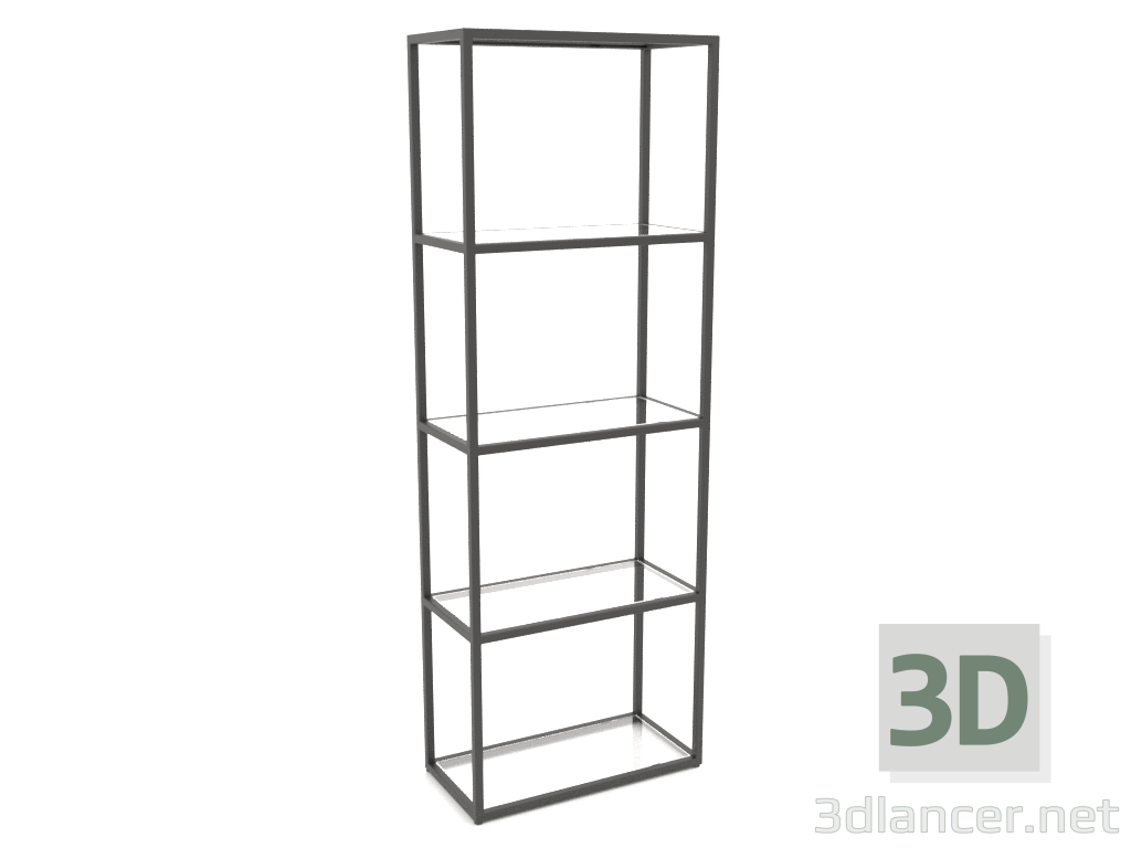 3D Modell Großes rechteckiges Regal (GLAS, 60x30x170, 5 Regale) - Vorschau