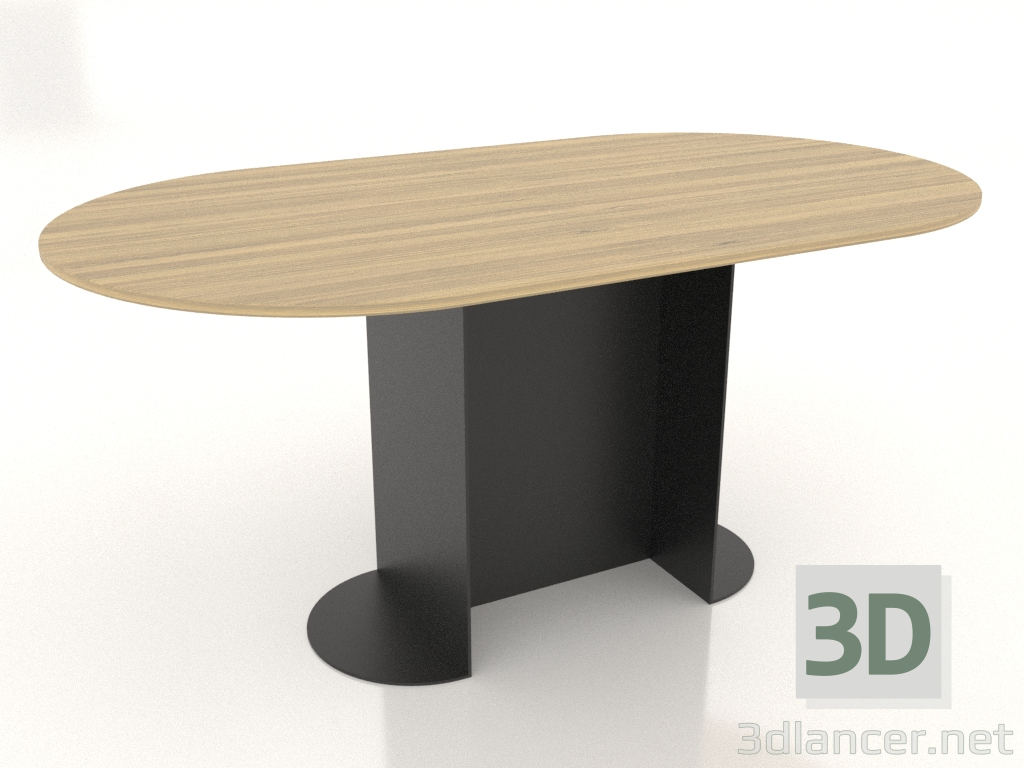 modello 3D Tavolo da pranzo OVALE 1600x900 mm (rovere schiarito) - anteprima