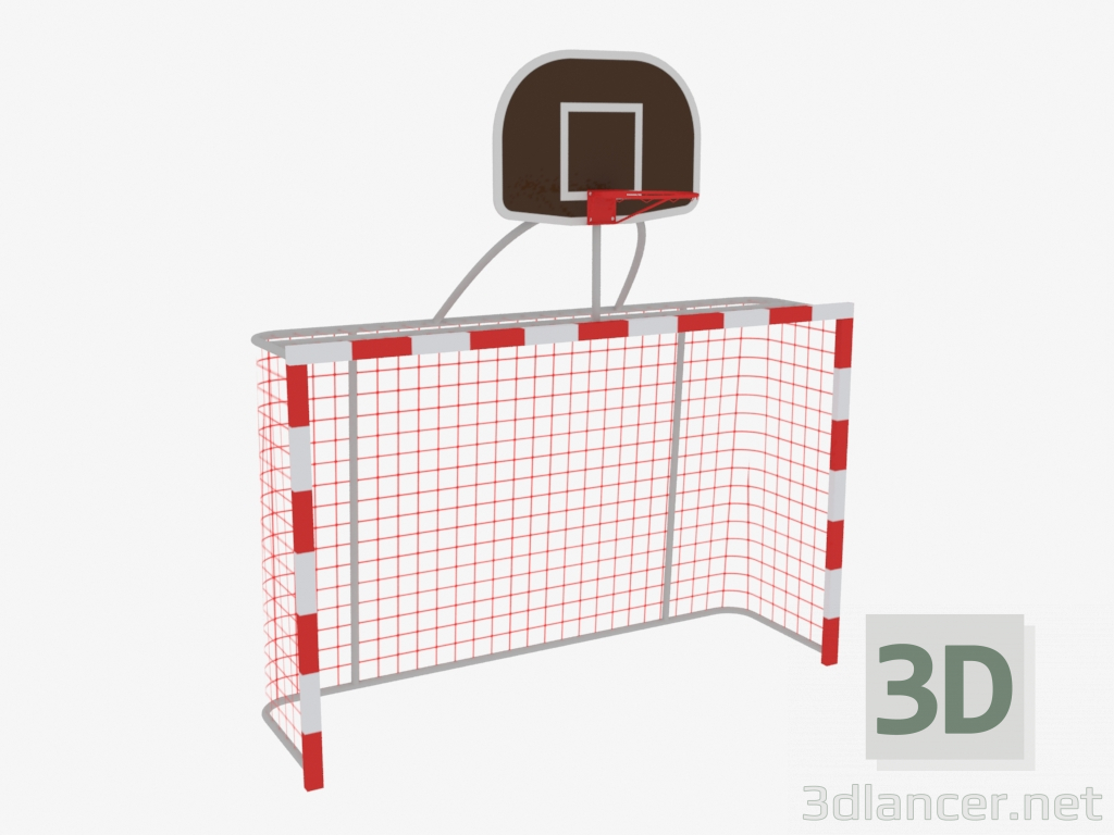 3D Modell Mini-Fußballtor mit Basketballkorb (7908R) - Vorschau