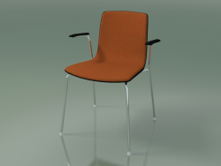 कुर्सी 3935 (4 धातु पैर, सामने ट्रिम, armrests के साथ, काले सन्टी)