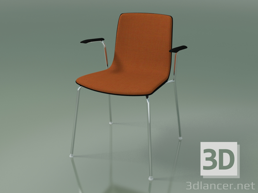Modelo 3d Cadeira 3935 (4 pernas de metal, acabamento frontal, com braços, bétula preta) - preview