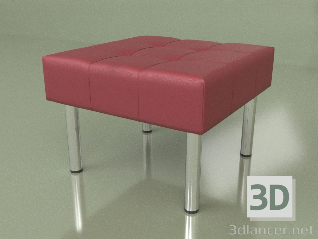 modello 3D Pouf business (pelle rossa) - anteprima