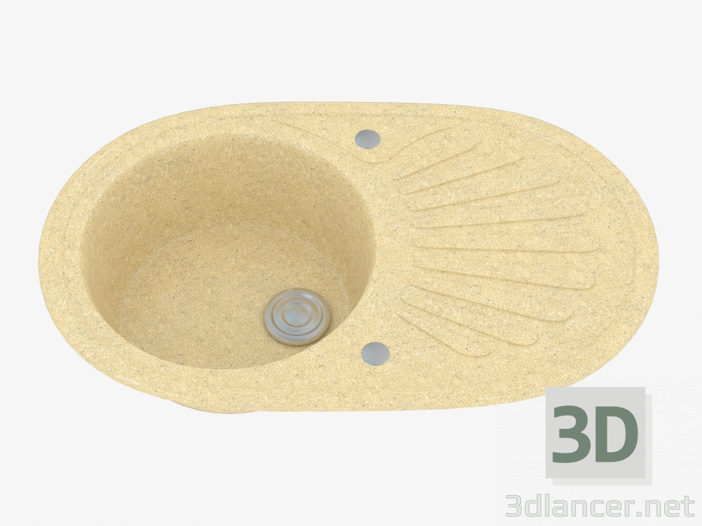 3D Modell Küchenspüle Fest (ZRS 211B, 124h77h26) - Vorschau