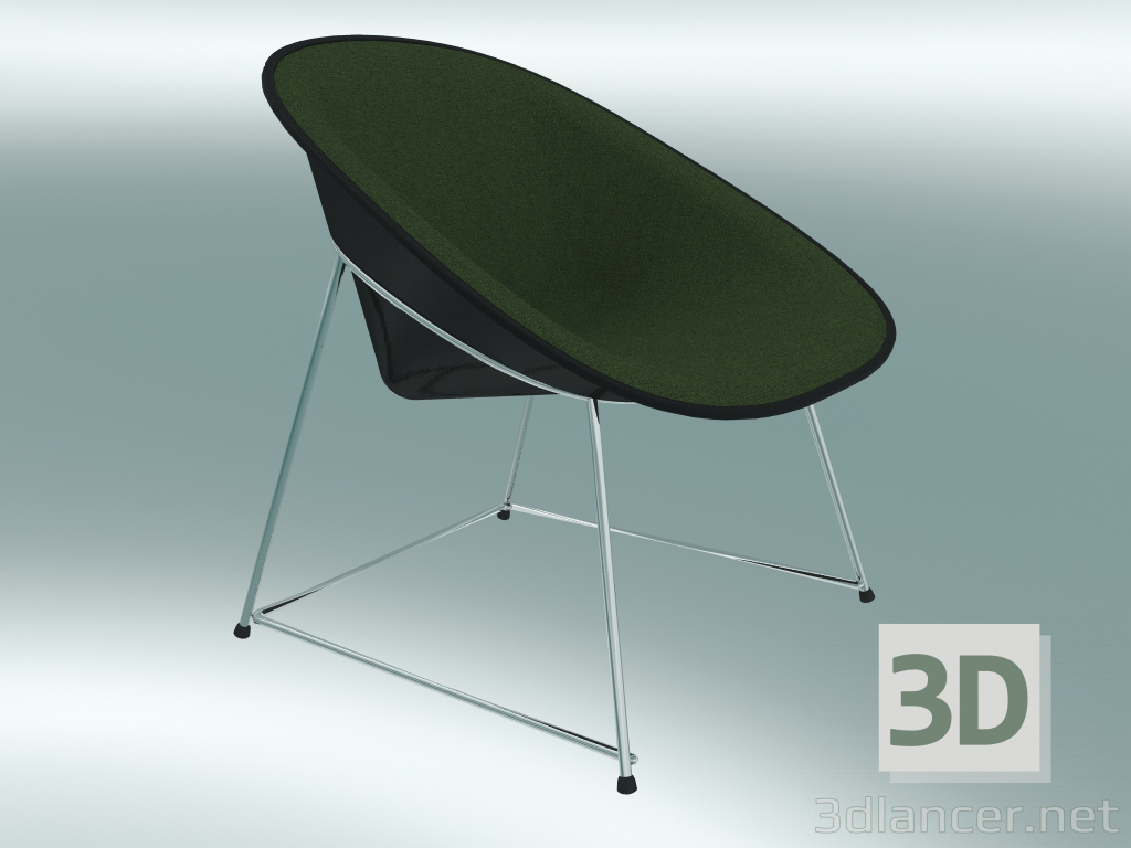 3 डी मॉडल आर्मचेयर कप लाउंज कुर्सी (1960-12, क्रोम, एबीएस ब्लैक) - पूर्वावलोकन
