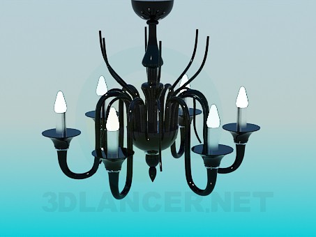 3d model Lámpara Chandelier de cristal negro - vista previa