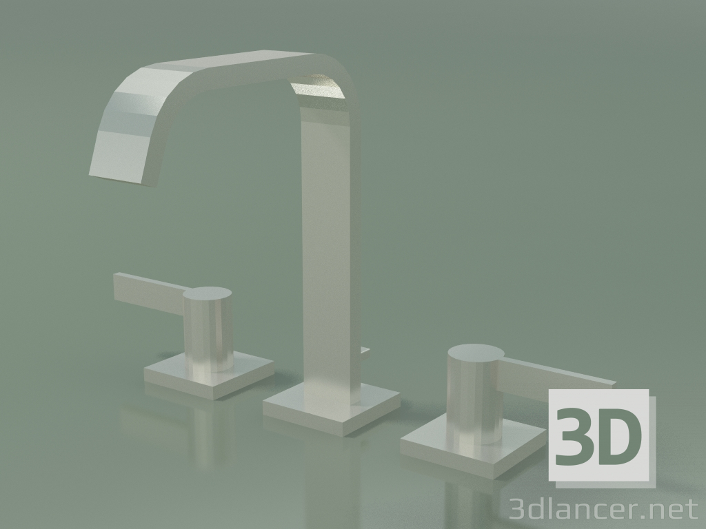 3D Modell Dreiloch-Waschtischmischer mit Abfluss (20 713 670-060010) - Vorschau