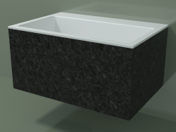 Wall-mounted washbasin (02R142302, Nero Assoluto M03, L 72, P 48, H 36 cm)