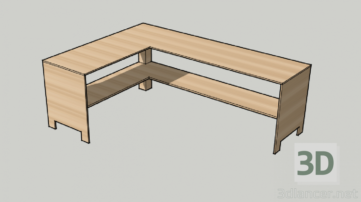 modèle 3D Bureau de coin - preview