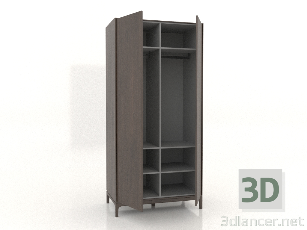 3D Modell Kleiderschrank FARGO 1050x600x2200 mm (Eiche dunkel, offen) - Vorschau