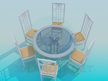 modelo 3D Conjunto mesa y sillas - escuchar modelo 3D Conjunto mesa y sillas - escuchar