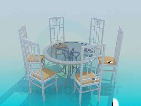 modelo 3D Conjunto mesa y sillas - escuchar modelo 3D Conjunto mesa y sillas - escuchar