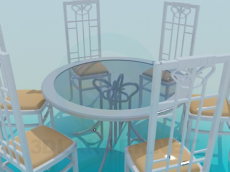 modelo 3D Conjunto mesa y sillas - escuchar modelo 3D Conjunto mesa y sillas - escuchar