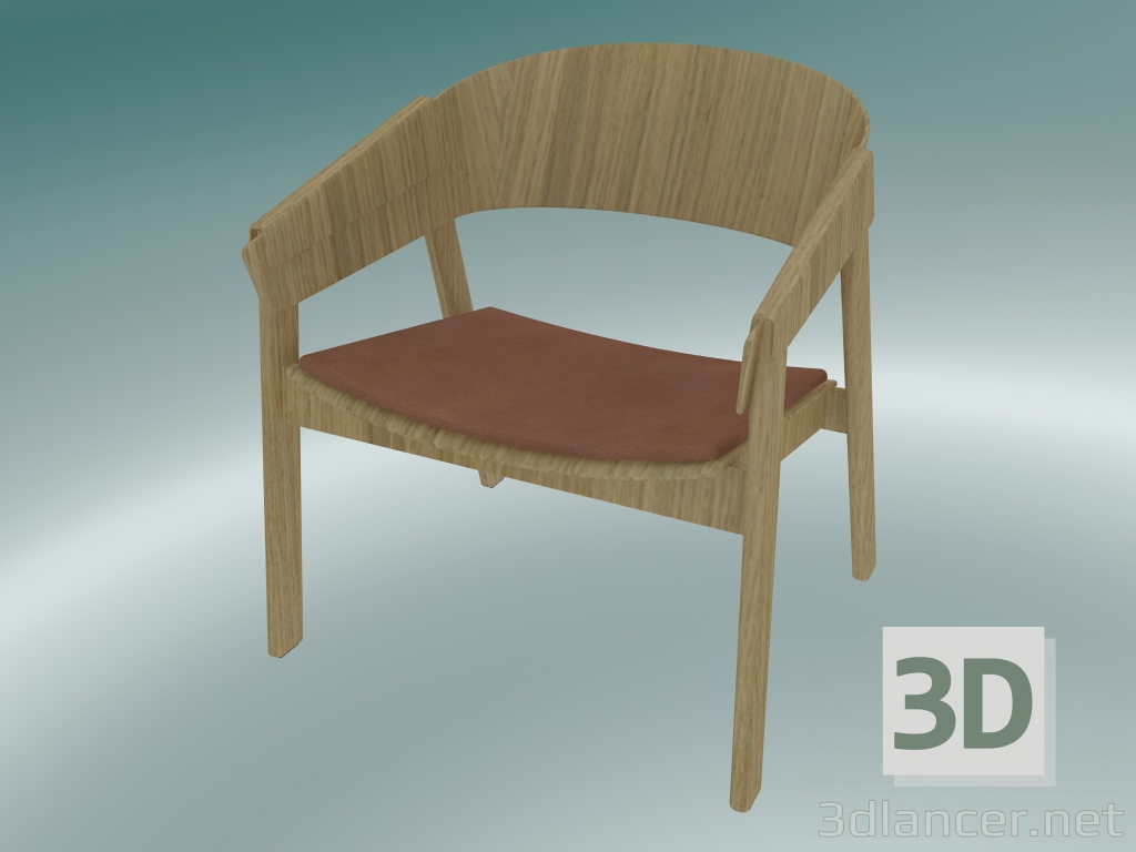 3d model Funda de silla de salón (cuero refinado coñac, roble) - vista previa