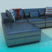 3d модель Кутовий диван з блискучою оббивкою – превью