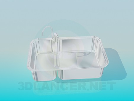 3d model Double kitchen sink - preview 3d model Double kitchen sink - preview