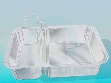 3d model Double kitchen sink - preview 3d model Double kitchen sink - preview