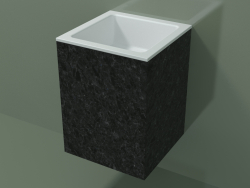 Wall-mounted washbasin (02R113101, Nero Assoluto M03, L 36, P 36, H 48 cm)