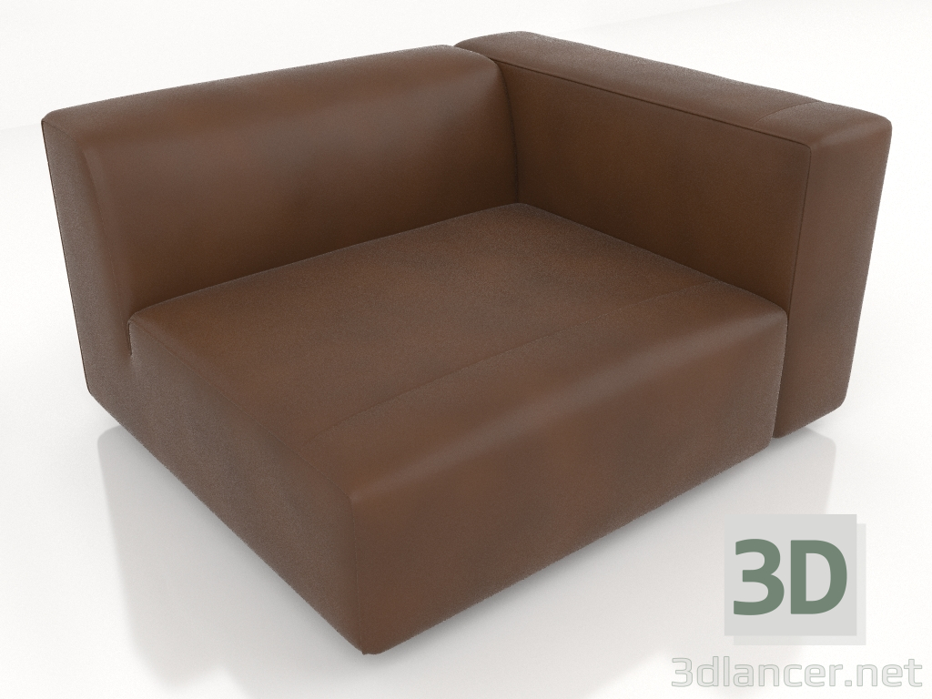 3D Modell Einzelnes Sofamodul mit Armlehne auf der linken Seite - Vorschau