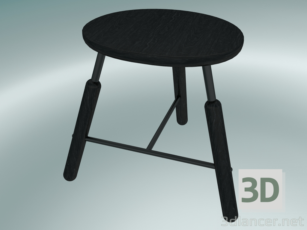 modello 3D Sgabello Norm (NA3, L 49xH 46cm, verniciato a polvere nero, frassino tinto nero) - anteprima